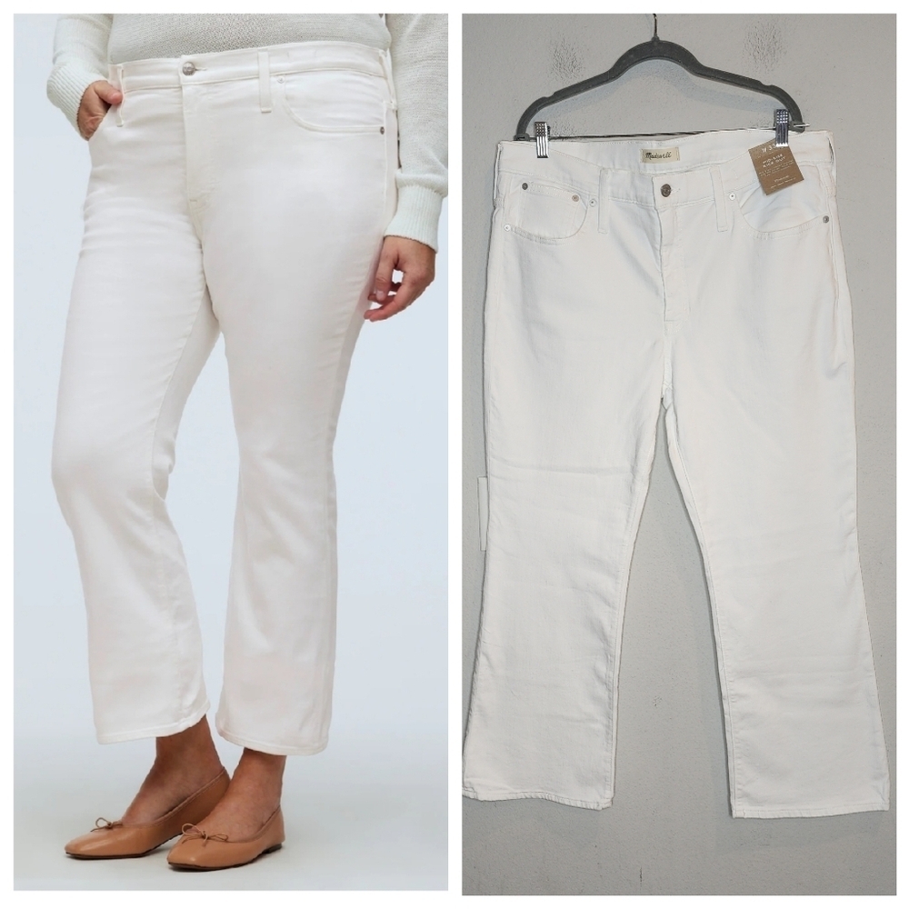 NWT Madewell Kick Out Crop Jeans White Plus size 33 or 16. Stretch denim